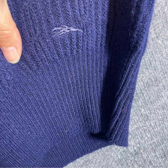 Vintage Men’s Large Longchamp Paris Blue 100% Wool Crewneck Knit Made in Italy - Picture 2 of 7